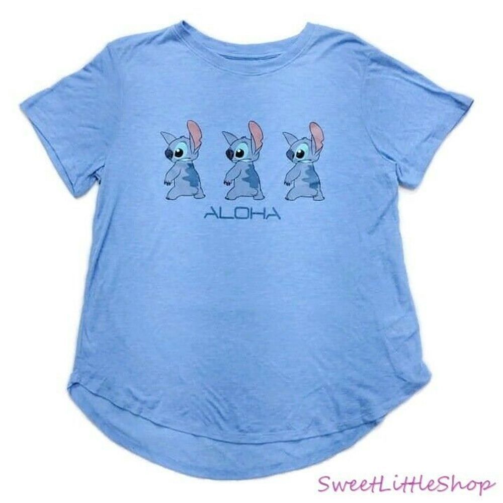 DISNEY Stitch Aloha Blue Top Shirt Jr XXL 2XL 19
